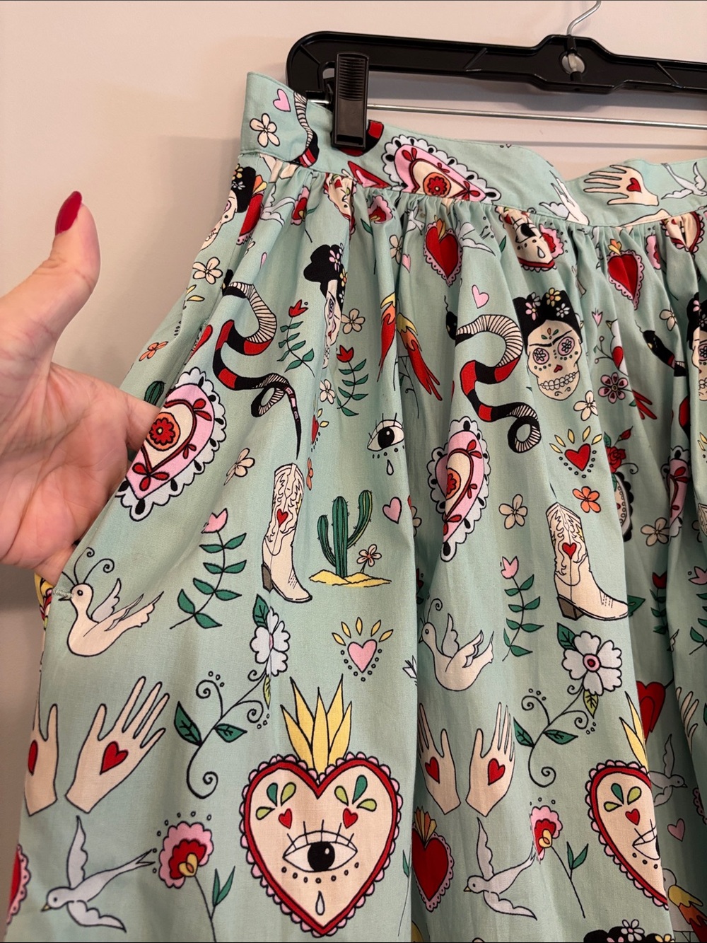 Hell Bunny Mint Green Tijuana skirt - Picture 2 of 5